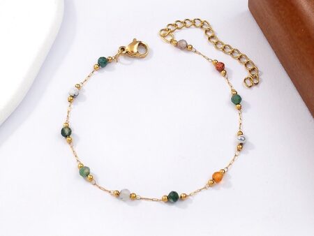 Pulsera dorada fina pedrería colores