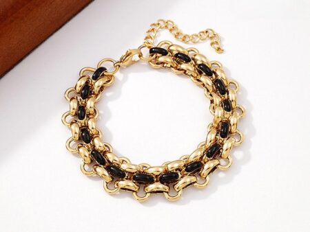 Pulsera dorada con negro