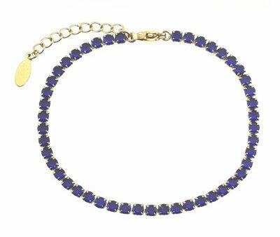 Pulsera dorada pedrería azul