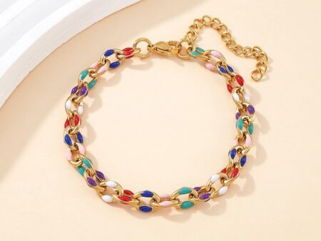 Pulsera dorada18cm eslabones colores