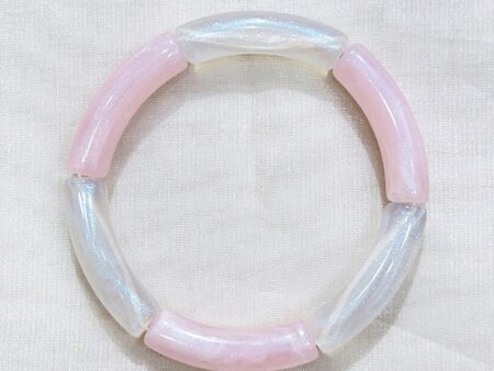 Pulsera expandible resina blanco y rosa