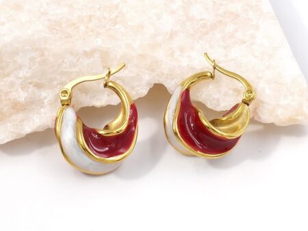 Argollas doradas 2.1cm blanco /vino
