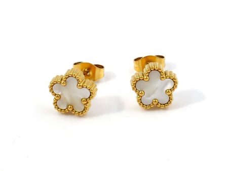 Aretes dorados 1cm florecita nácar
