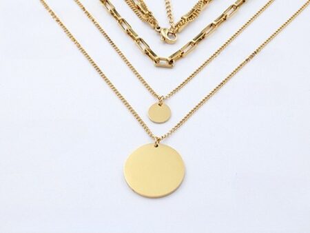 Collar dorado 3 cadenas40_45 y 48cm dijes redondos