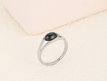 Anillo platedo piedra negra