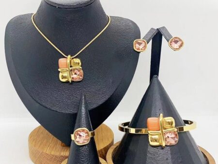 Set dorado 4 piezas pedrería champagne Talla 8