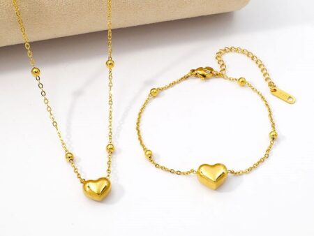 Set dorado collar y pulsera corazoncito