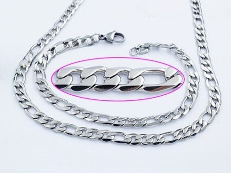 Set plateado Cadena 60cm Pulsera 22cm*6mm