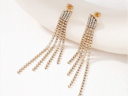 Set dorado pulsera y aretes 10cm. pedrería blanca