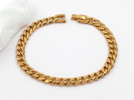 Pulsera dorada 19cm eslabón 6mm