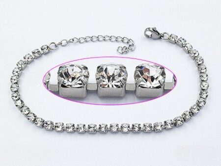 Pulsera plateada 18cm pedrería 4mm