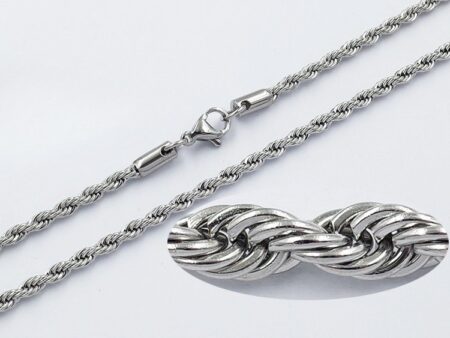 Cadena plateada entorchada 3mm*80cm
