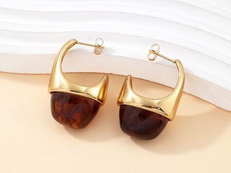 Aretes dorados 3.4cm acrílico café