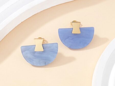Aretes dorados 2cm abanico celeste