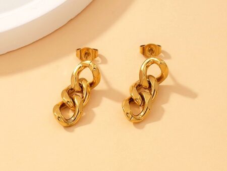 Aretes dorados 1.2cm eslabones cadena