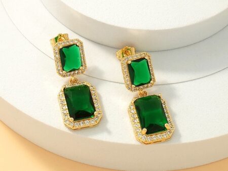 Aretes laminado americano pedrería verde