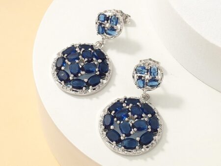Aretes laminado americano pedrería azul
