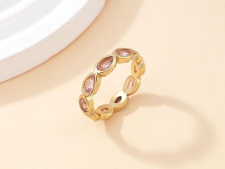 Anillo dorado gotitas rosa