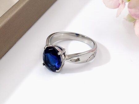 Anillo plateado piedra azul