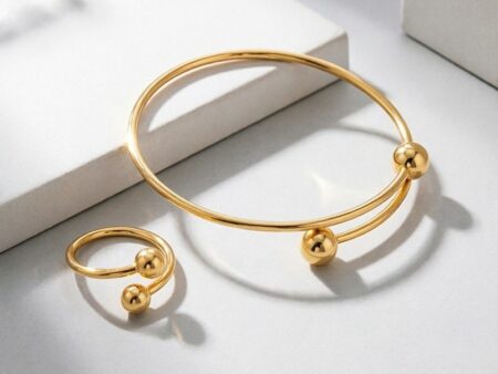 Set dorado brazalete 6cm y anillo #7