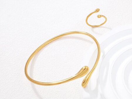 Set dorado Brazalete 6.3cm Anillo #6