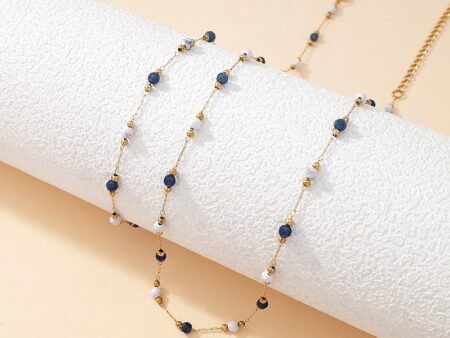 Set dorado collar 40cm y pulsera piedras tonos azules