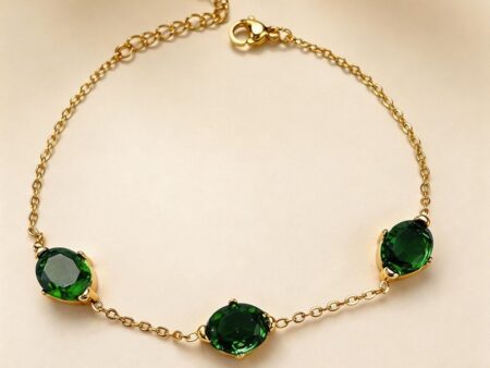 Set dorado Pulsera y Argollas pedrería verdes