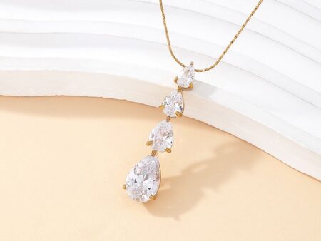 Set dorado Collar dije y aretes circonia gota