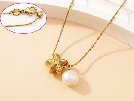 Collar dorado 50cm estrellita mar y perla