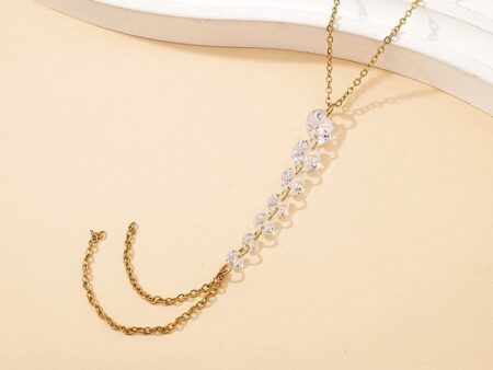 Collar dorado 47cm. colgante pedrería blanca