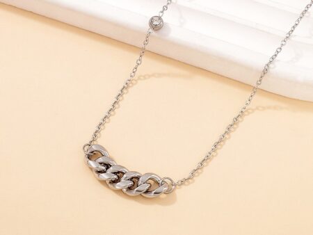 Collar plateado 47cm eslabones al centro