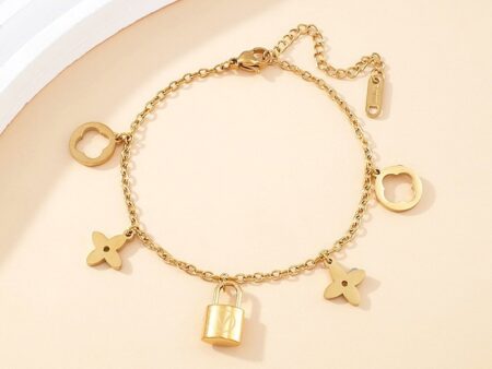 Pulsera dorada Charms colgantes "LV"