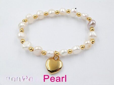 Pulsera perlas naturales dije corazón