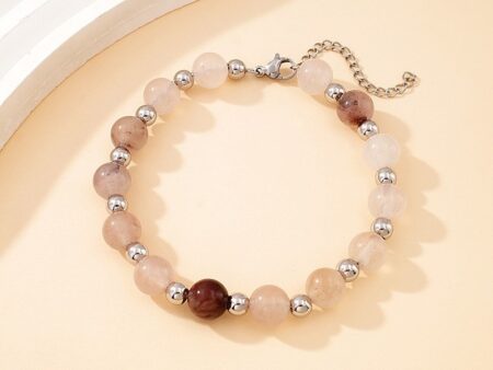 Pulsera piedras naturales balines plateados