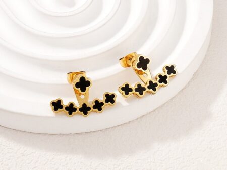 Aretes dorados dobles mini alhambras negras