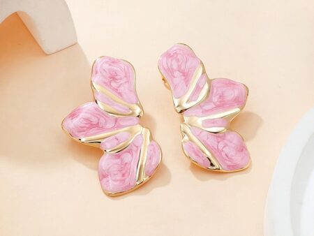 Aretes 4.7cm diseño flor rosa