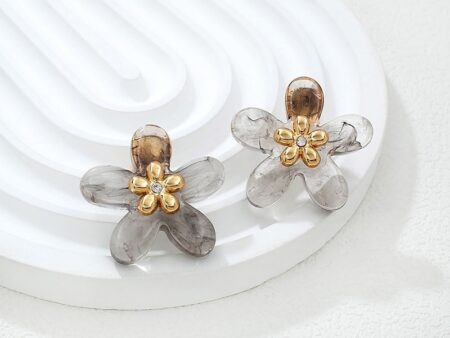 Aretes flor 2.7cm resina gris