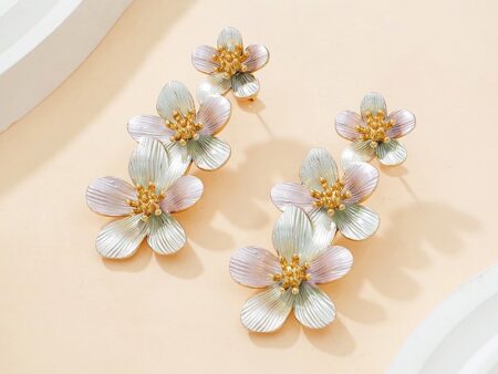 Aretes 3 flores 5.3cm