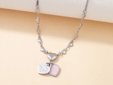 Collar plateado 48cm  charms TiF:aNy rosa