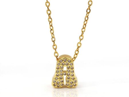Collar dorado dije A 1.2cm c/pedrería
