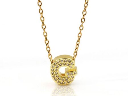 Collar dorado dije G 1.2cm c/pedrería