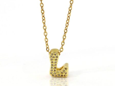 Collar dorado dije L 1.2cm c/pedrería