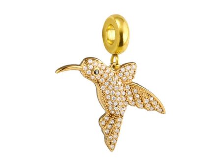Dije dorado colibrí fina pedrería