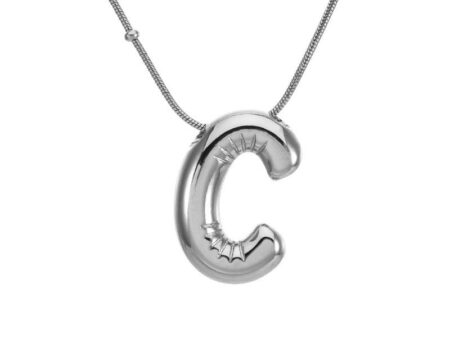 Collar plateado 45cm dije Chunky letra C 2cm
