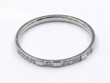 Anillo plateado 1mm circonias intercaladas