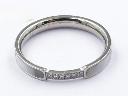 Anillo plateado nácar y circonitas