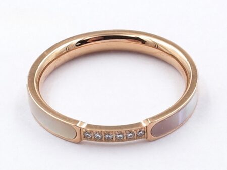 Anillo rose gold nácar y circonitas