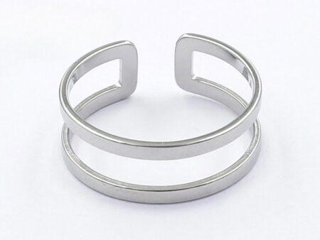 Anillo plateado abierto doble línea