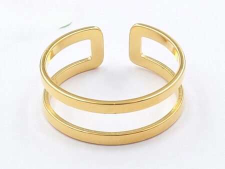 Anillo dorado abierto doble línea