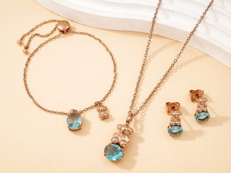 Set rose gold "OsitoTo:Us" piedra celeste